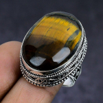 Tiger Eye Gemstone handmade 925 Sterling Silver gift Jewelry Ring Size 8 C9o96