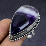 Chevron Amethyst Gemstone 925 Sterling Silver gift Jewelry Ring Size 8.5 p5K83