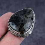 Black Rutile Gemstone Handmade 925 Sterling Silver Jewelry Ring Size 7.5 z7c64