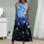 Suvemood Seksikas varrukateta kleit Pehme vabaaja 3D langevate lilledega kleit varrukateta sling kleit XS sinine