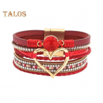 Daami k&auml;ev&otilde;ru Mitmekihiline kivist kunstnahast boheemlaslikus stiilis punutud s&uuml;damega kerge randme ehted Daami k&auml;ev&otilde;ru k&ouml;iega randmepael h&otilde;be