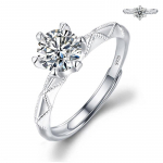 Naiste s&otilde;rmuse imitatsiooniga moissanite s&otilde;rmus Naine Ins h&otilde;bedane S925 s&otilde;rmusekomplekt Crown Six Claw 1-karaadine tsirkoonist s&otilde;rmus teemants&otilde;rmus