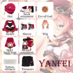 Yanfei Cosplay Kost&uuml;&uuml;m &Uuml;htne Parukas Anime Halloween Kvaliteetsed Kost&uuml;&uuml;mid Naistele M&auml;ng XXXL-(Costume+Wig)