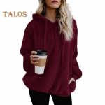 Naiste fuzzy Sherpa dressipluus kohev pullover, kapuuts, vaba fliisist džemper igap&auml;evaseks v&auml;litegevuseks S hall