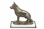 German Shepherd Dog, Alsatian Wolf Dog - dog figurine, statue on white marble, trophy for Art-Dog dog show exhibition