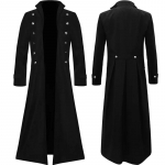 Keskaegne piraadikost&uuml;&uuml;m Steampunk Vintage Trench Coat gooti stiilis meeste smokingu jakk Victoria karnevalipeo cosplay kost&uuml;&uuml;m XS must