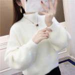 Talvine paks sviiter naiste džemper, valge t&otilde;mmatud Femme lahtine pullover, silmkoelised kohevad kampsunid naistele talveks XXL