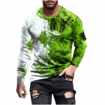 Moodne kahev&auml;rviline gradiendiga meeste T-s&auml;rk meeste pikkade varrukatega topp isikup&auml;rastatud hip-hop retro 3D digiprint S