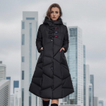 Naiste puuvillane talvejope pikk paks mantel kapuutsiga &uuml;hev&auml;rvilised &otilde;hukesed soojad puuvillased riided Elegantne moodne mantel XL punane