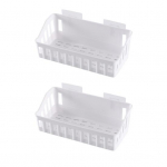 2 tk Seinale kinnitatav vannitoariiul, ilma stantsita paigaldatav plastikust seebi t&uuml;hjendushoidik tualett-tarvete jaoks &scaron;ampoon du&scaron;ikabiin multifunktsionaalne hari valge