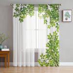 Linnuoksad &Otilde;hukesed Kardinad Elutoa Kaunistamiseks T&uuml;ll Voile Organza Aknakardinad K&ouml;&ouml;ki Magamistuppa W135 x H185cm x2&Grommet Top