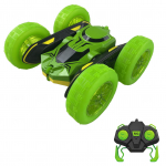 Kaugjuhtimispuldiga auto lastele, 2,4 GHz 4WD elektriline trikiauto, kahepoolne 360-kraadine s&otilde;it 1 battery roheline