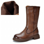 Johnature Ehtne Nahk K&otilde;rged Saapad K&uuml;lgmine T&otilde;mblukk R&uuml;&uuml;tlisaapad Pools&auml;&auml;rega Saapad Pl&uuml;&uuml;sist Naiste Saapad 39-Plush pruun