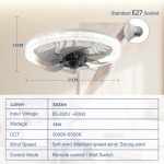 LED laeventilaatori pirn Ventilaatori sokkel E27 alus Kaugjuhtimispuldiga H&auml;mardatav Siseruumidesse Kodu Magamistuba &Otilde;ppetuba Kaunistus Ventilaatorid Lamp must