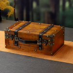 Vanamoodne puidust hoiukast kohver ehtekorv Elegantne reisijatele, mitmek&uuml;lgne hingedega 30x19.5x11.2cm