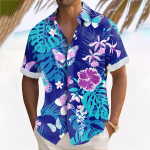 Hawaii s&auml;rk meestele, meeste vintage n&ouml;&ouml;pidega keeglis&auml;rgid l&uuml;hikeste varrukatega suvine rannas&auml;rk XXL sinine