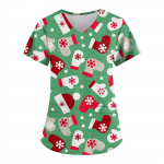 Naiste moe j&otilde;ulutr&uuml;kiga l&uuml;hikeste varrukatega V-kaelusega v&auml;ike t&ouml;&ouml; T-s&auml;rk XXL