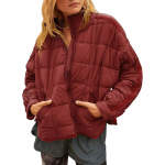 S&uuml;gisnaiste parka mantel must tahke pikkade varrukatega taskuga jope naiste mantel talvel trendikas polsterdatud mood vabaaja daamiriided XL punane