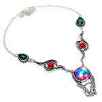 Dicorich Glass, Diopside 925 Sterling Silver Jewelry Necklace 18 m3i88