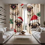 2 tk HD Ameerika koomiksikoeraga kaunistatud kardin j&otilde;uluvana m&uuml;tsiga Valge lips digitaalselt tr&uuml;kitud kardin Kodu kaunistamise stiil Decor W52H63inchW132H160cm