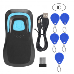 Bluetoothi ​​RFID-kaardilugeja juhtmevaba koodiskanner koos 5 kaardiga must IC 13,56Mhz