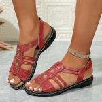 Naiste kingad soodushinnaga, lahtise ninaga, suvised Rooma &uuml;hev&auml;rvilised, &otilde;ues kasutatavad, vabaaja, rannasandaalid, suured suurused. 36 punane