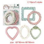 10 tk Reljeefne retroraam, &otilde;&otilde;nes, ruudukujuline &uuml;mmargune kujuga pildiraam Imeilus reljeefne k&auml;sitsi valmistatud dekoratiivne kollaažmaterjal