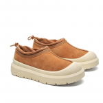 3618-U Unisex madalad lumesaapad: Paks Tald, Ehtne Nahk, Talvine Soojus 41-Male kastani/valge