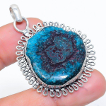 Blue Solar Quartz Handmade 925 Sterling Silver Jewelry Pendant 1.89 n4q46