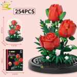 HUIQIBAO MOC Igavene Lillekimp Vitriinkarp Mikro Ehitusklotsid Lillemudel DIY Kodu Laua Taimedekoratsioon Klotsm&auml;nguasi Lastele