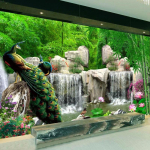 Looduslik Maastik Tapeet Bambusmets Kosed Paabulind 3D Seinakate Elutuba TV Diivan Magamistuba Seinatapeet 200 cm(W) x 140 cm(H) green