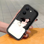 Pehme silikoonist ruudukujulise redeli mustriga telefoni&uuml;mbris, t&auml;ielikult kattev, kaamera p&otilde;rutuskindel kaitse, kummist &uuml;mbris Vivole Vivo V19 valge