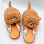 Kaisu kallistus kass karvane karusnahk sussid naistele meestele naljakas kodu kohev slaidid naiste sisep&otilde;randa kawaii kingad armsad naljakad sussid kingitused Suit 22.5-25cm foot khaki