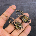 Citrine Handmade Copper Wire Wrap Jewelry Earring 2.99 m6r18