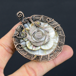 Mother Of Pearl Handmade Copper Wire Wrap Pendant 2.76 l6p69