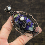 Blue Labradorite, Moonstone Copper Wire Wrap Jewelry Pendant 3.78 p0u07