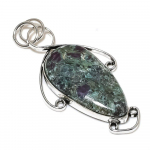 Ruby in Fuchsite Handmade Ethnic 925 Sterling Silver Pendant 2.76 C6f85