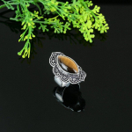 Tiger Eye Handmade 925 Sterling Silver Jewelry Ring Size 8.5 f2m73