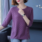 Kolmveerandvarrukatega kootud naiste varakevadine &otilde;huke avar sviiter Keskmise varrukaga suvine alumine s&auml;rk L