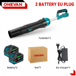 ONEVAN 8000W Harjadeta Elektriline Turbopuhur Jetventilaator 400M/S Juhtmevaba K&auml;eshoitav Lehepuhur Tolmipuhumise Eemaldust&ouml;&ouml;riist 21V 18V Akule 2*928VF Battery-EU
