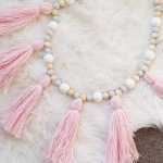 P&otilde;hjamaade stiilis puidust puidust helmestega narmad V&auml;ike t&uuml;druk Beebi Helmestega kaunistused Seinakoristus Kardin Pink 6 tassels