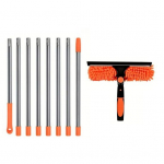 K&auml;sitsi akende puhastuskomplekt pikendusvarrega Pikk vars Roostevaba teras &Scaron;enilllapp Klaasipuhasti N&uuml;hik hall