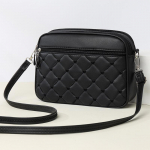 Naiste Sling &otilde;la v&auml;ike ruudu k&auml;ekott Uus tepitud disain PU nahast Crossbody kott Mitmek&uuml;lgne messenger kott 26x7x18cm must