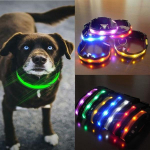 2017 LED nailon koer lemmiklooma turva &ouml;&ouml; kaelakee kadumisevastane vilkuv s&auml;delev kaelarihmad koer XL valge