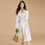 Vertikaalne vana raha twill ei kortsu kergesti TR elegantne t&ouml;&ouml;le mineja temperamendi trenchcoat rev&auml;&auml;riga klassikaline mantel 23278 S beež