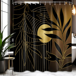 Must ja kuldne boho du&scaron;ikardin, sajandi keskpaiga moodsad du&scaron;ikardinad vannituppa, meeste vannikardinate komplekt, veekindel kangas 90x180cm