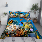 2/3 tk Mereloomade Voodilina Komplekt 3D Tr&uuml;kk Veealune Maailm Pol&uuml;ester Voodi Tasane Lina Padjap&uuml;&uuml;riga 1/1,2/1,35/1,5/1,8/2m 110X230cm(2Pcs)