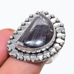 Natural Cappuccino Jasper 925 Sterling Silver Jewelry Ring Size 7.5 s6a28