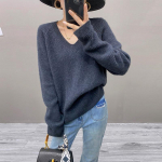 Qinghe 100% puhas ka&scaron;miir naiste kampsun - &Uuml;lipehme luksuslik talvine pullover XXL kadetthall v&auml;rv