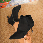 Retro Elegantne Samet Naiste Mood L&uuml;hikesed Saapad - K&otilde;iksobituvad Teravaotsalised &Otilde;hukese Kontsaga K&uuml;ljelt T&otilde;mmatavad Uued Size 37 must